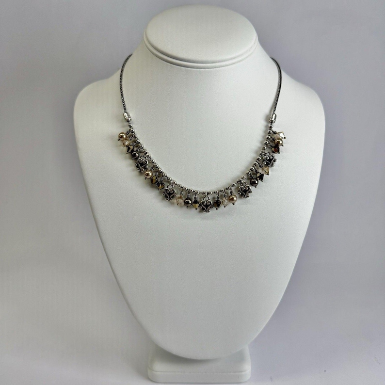 BRIGHTON Cannes Heart Bronze Faceted Beaded Vintage Necklace Jewelry N186 image 1