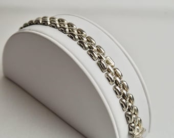 925 Sterling Silver Italy Panther Link Chunky Vintage Bracelet Jewelry Br117