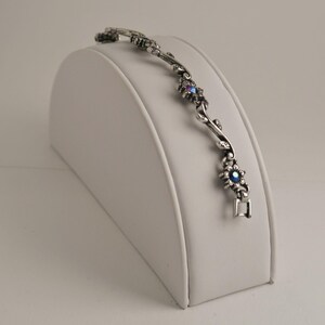 BRIGHTON Flower Reversible Crystal Silver Tone Vintage Bracelet Jewelry Br166 image 4
