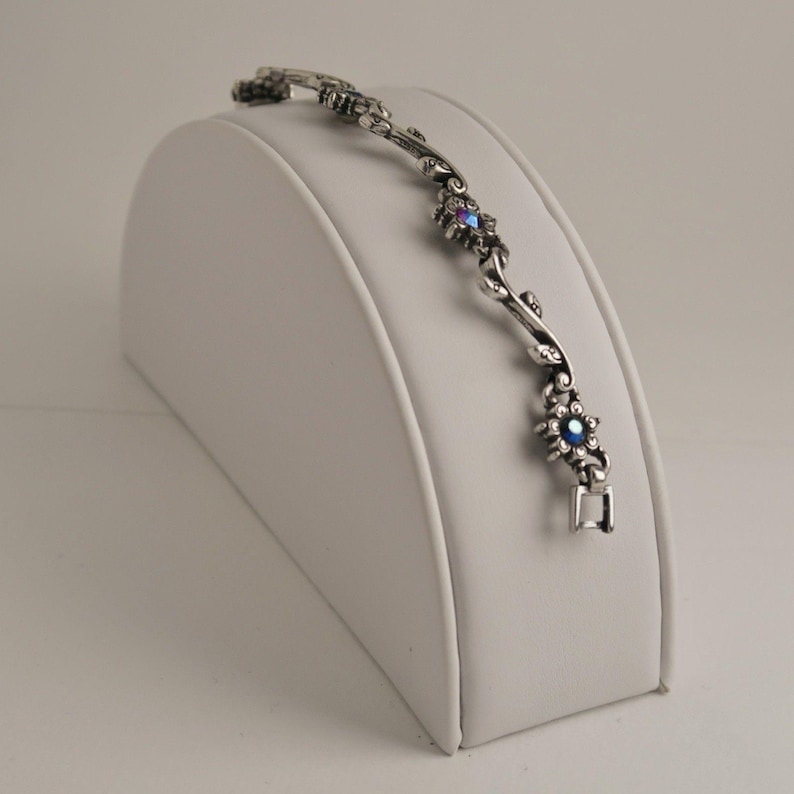 BRIGHTON Flower Reversible Crystal Silver Tone Vintage Bracelet Jewelry Br166 image 4