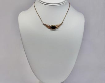 SARAH COVENTRY Green Jade Statement Gold Tone Vintage Necklace Jewelry N364