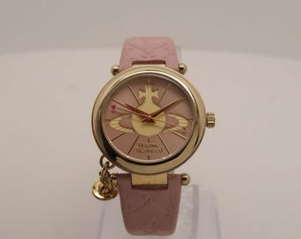 VIVIENNE WESTWOOD VV006PKPK Pink Swiss Quartz Women Vintage Watch W418 *WORKING