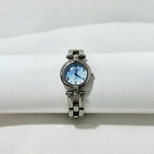 FOSSIL F2 ES-8958 Silver Tone Blue Dial Analog Women Vintage Watch W26 *TICKING image 1