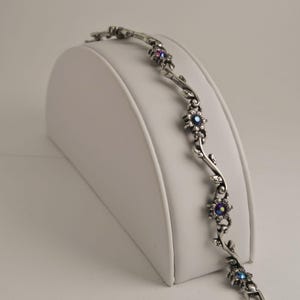 BRIGHTON Flower Reversible Crystal Silver Tone Vintage Bracelet Jewelry Br166 image 3