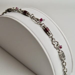 BRIGHTON Heartsong and Hope Burgundy Charm Vintage Bracelet Jewelry Br52 image 2