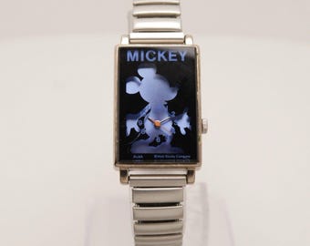 ALBA Mickey Mouse V401-5870 analog kvartsklocka för kvinnor, vintage, W387 *FUNGERAR