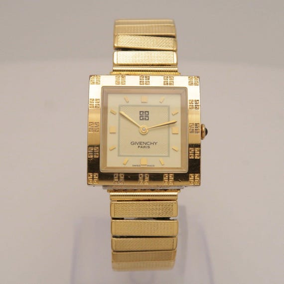 GIVENCHY Square 4G Gold Tone Analog Quartz Women Vint… - Gem