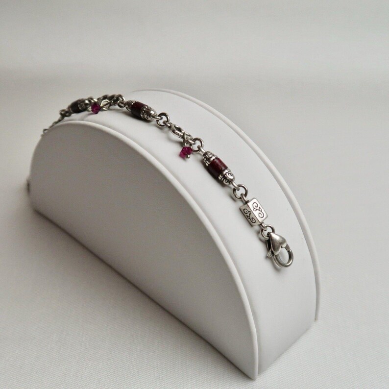 BRIGHTON Heartsong and Hope Burgundy Charm Vintage Bracelet Jewelry Br52 image 4
