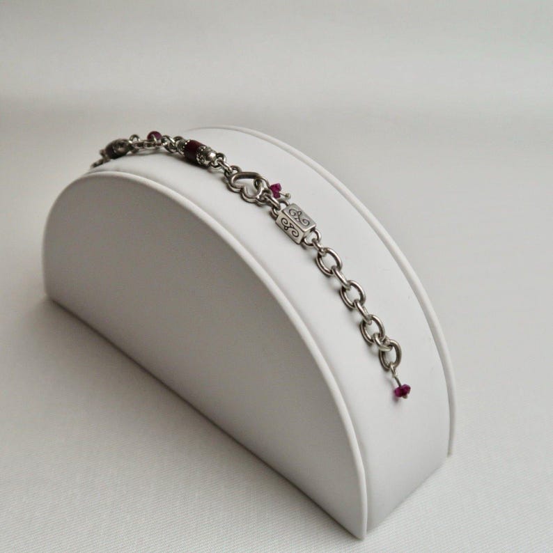 BRIGHTON Heartsong and Hope Burgundy Charm Vintage Bracelet Jewelry Br52 image 3
