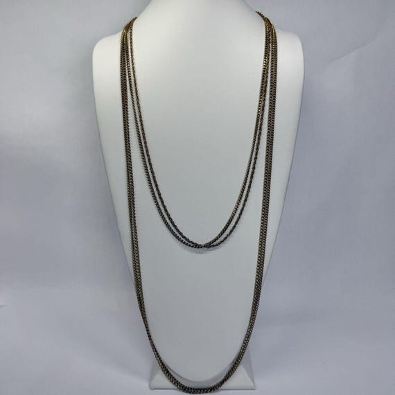 GOLDETTE Multi-Strand Long Layered Gold Tone Vintage Necklace Jewelry N223