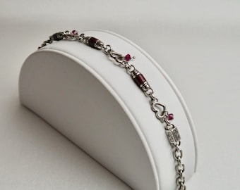 BRIGHTON Heartsong and Hope Burgundy Charm Vintage Bracelet Jewelry Br52