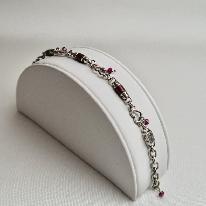 BRIGHTON Heartsong and Hope Burgundy Charm Vintage Bracelet Jewelry Br52 image 1