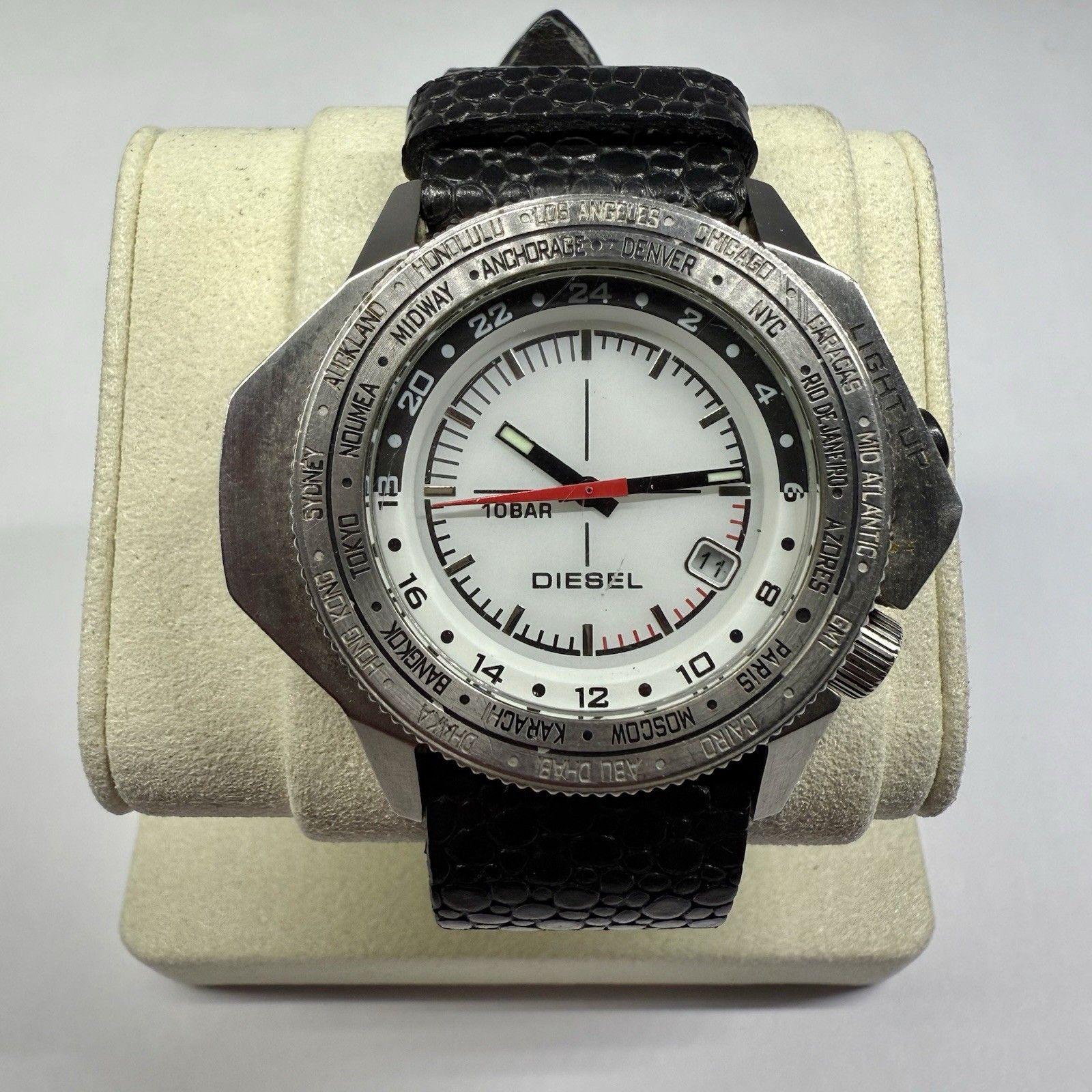 DIESEL DZ-4070 World Timer Rotating Bezel Quartz Men Vintage Watch