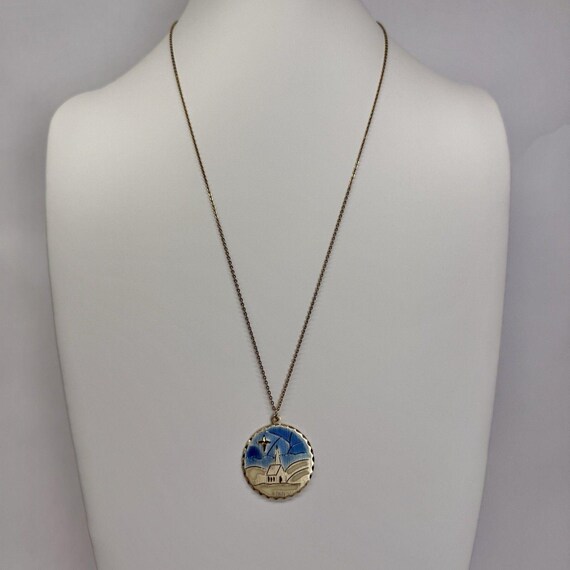 KELLY WATERS Silent Night Pendant Gold Tone Vintage Necklace Jewelry N238