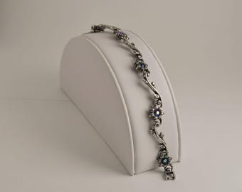 BRIGHTON Flower Reversible Crystal Silver Tone Vintage Bracelet Jewelry Br166