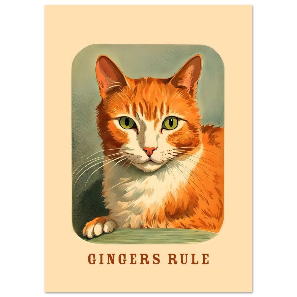 Discover Gingers Rule Vintage Ginger Cat Premium Matte Vertical Poster