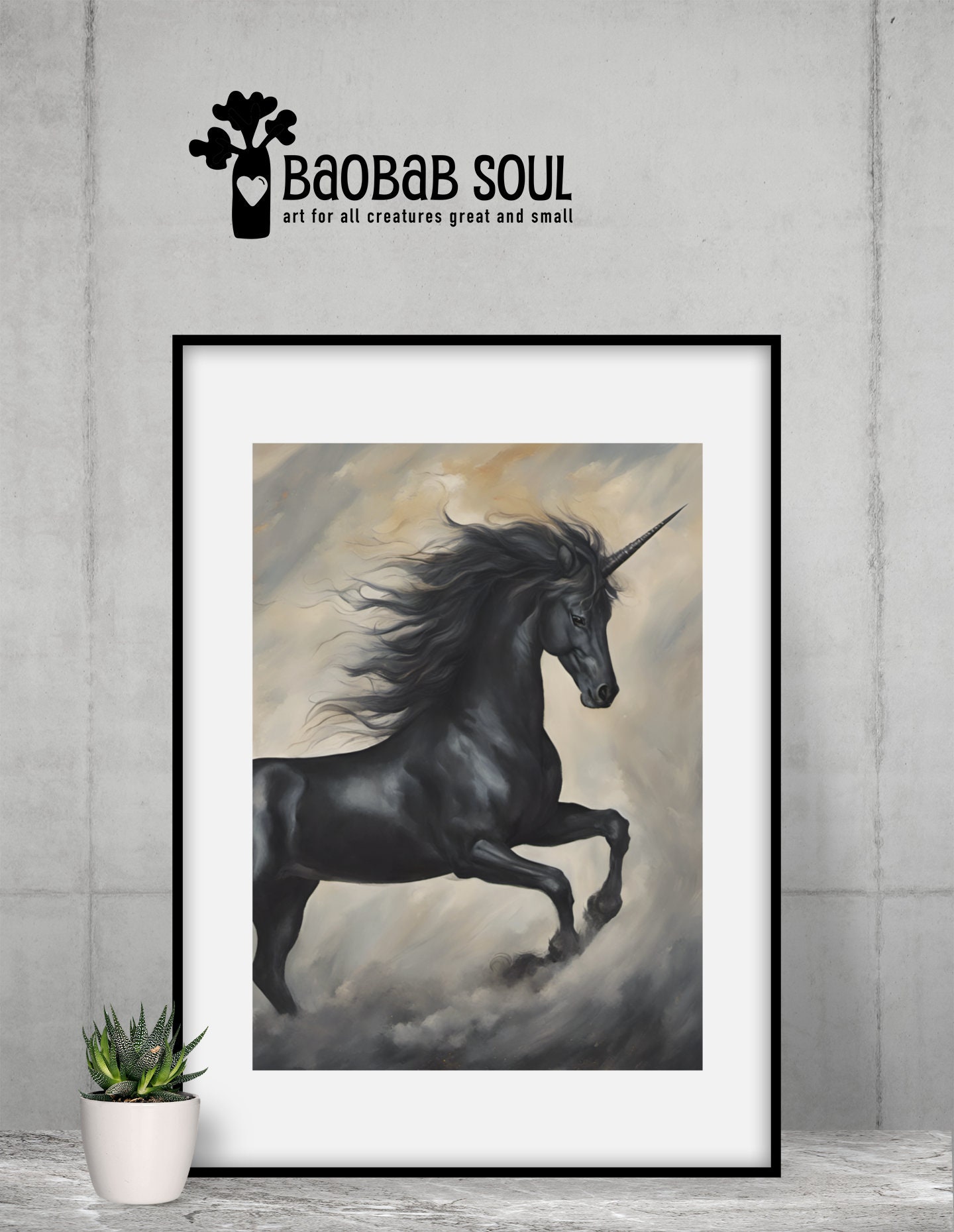 Black Unicorn Digital Painting Professionally Printed Poster - Etsy