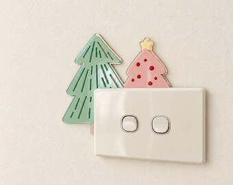 Pastel Christmas Tree Light Switch Decoration | Acrylic Christmas Decor | Festive Switch Surround