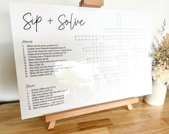 Sip + Solve - Personalised Crossword Puzzle - Wedding Puzzle