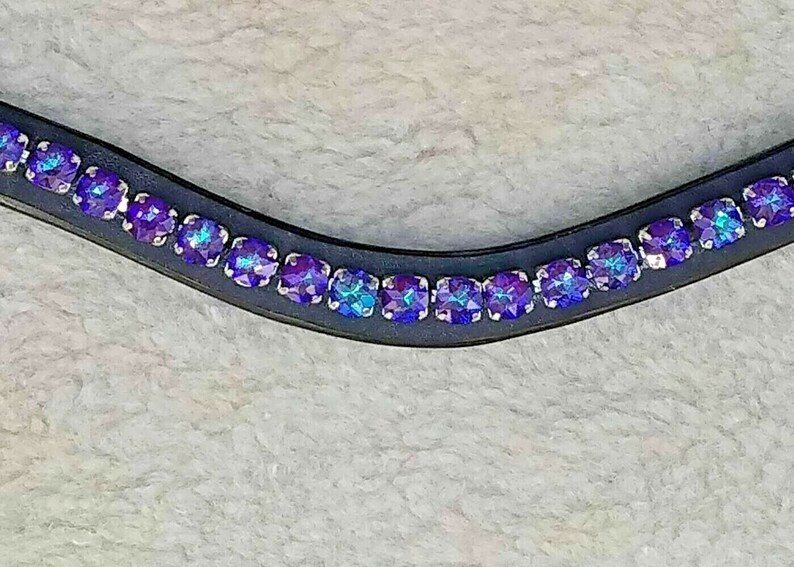 Blue & Purple Crystal Leather Horse Bridle Browband Browbands Bling All Size Free Shipping. Etsy
