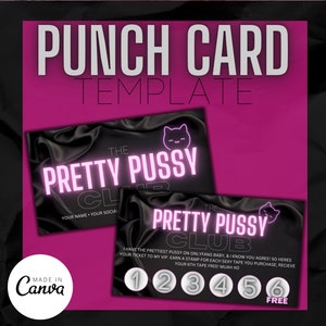 Punch Card Template | Editable Loyalty Card Template | Rewards Program DIY | Onlyfans Snapchat Fansly Twitch | Adult Content Creator