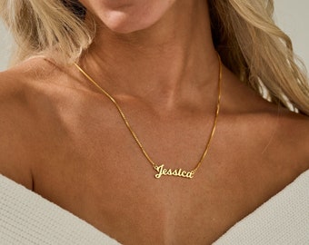 Aangepaste naamketting met boxketting, gouden naamketting, ketting voor vrouwen, handgemaakte sieraden, gepersonaliseerde geschenken, Moederdagcadeau