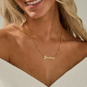 Benutzerdefinierte Namenskette mit Box-Kette, Gold Namenskette, Halskette für Frauen, handgemachter Schmuck, personalisierte Geschenke, Muttertagsgeschenk Bild 1