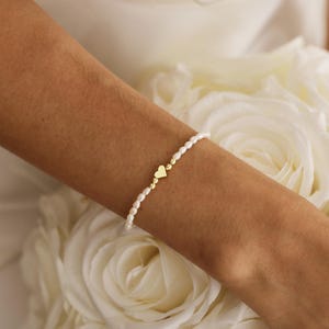 Dainty Natural Pearl Bracelet, Gold Beads Bracelet, Minimalist Pearl Bracelet, Wedding Bracelet, Bridesmaids Gifts, Handmade Gifts for Her