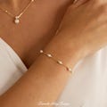 Freshwater Pearl with Diamond Bead Bracelet, Bridal Diamond Jewellery Set, 14K Gold Women Bracelet, Bridesmaids Gifts, Wedding Gifts for Her