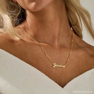 Benutzerdefinierte Namenskette mit Box-Kette, Gold Namenskette, Halskette für Frauen, handgemachter Schmuck, personalisierte Geschenke, Muttertagsgeschenk Bild 6