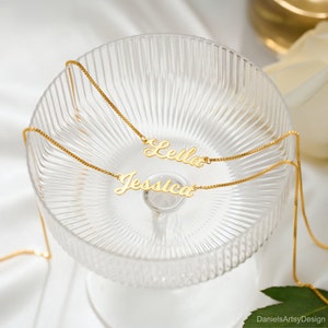 Benutzerdefinierte Namenskette mit Box-Kette, Gold Namenskette, Halskette für Frauen, handgemachter Schmuck, personalisierte Geschenke, Muttertagsgeschenk Bild 8