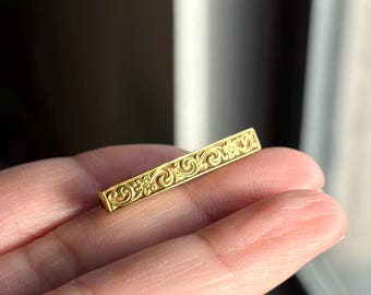 Extensor de barra Art Noveau floral vintage de oro de 14 k
