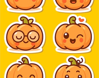 Cuties Pumpkin Jack O Lantern Halloween Sticker Pack – Cute SVG Pumpkin, Digital Clipart for Crafts and Printables