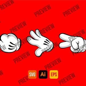 Sten, sax, papper, Musse Pigg, handskar, illustration