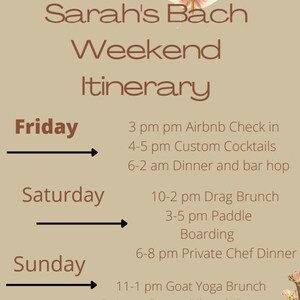 Bachelorette Party Weekend Itinerary Template