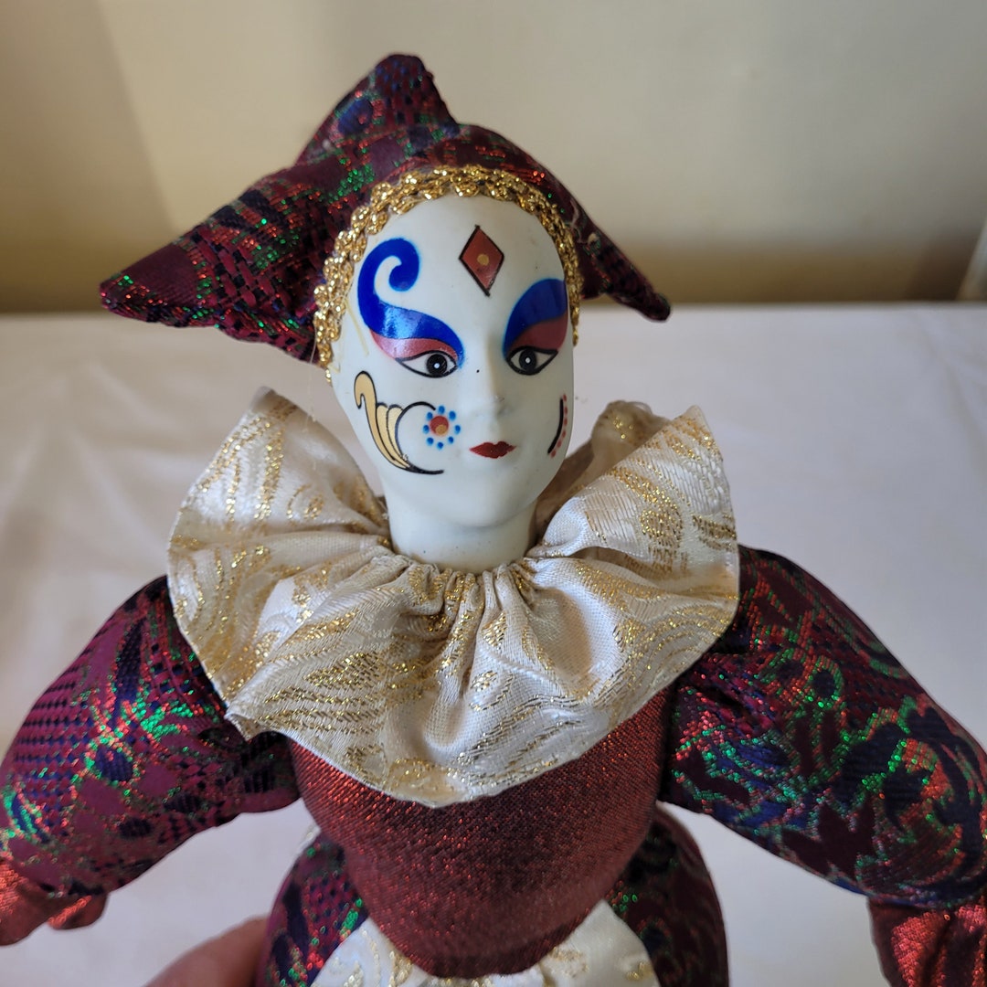 Sugar Loaf Classiques Toys Jester Doll in Red & White Outfit 17l X 6w