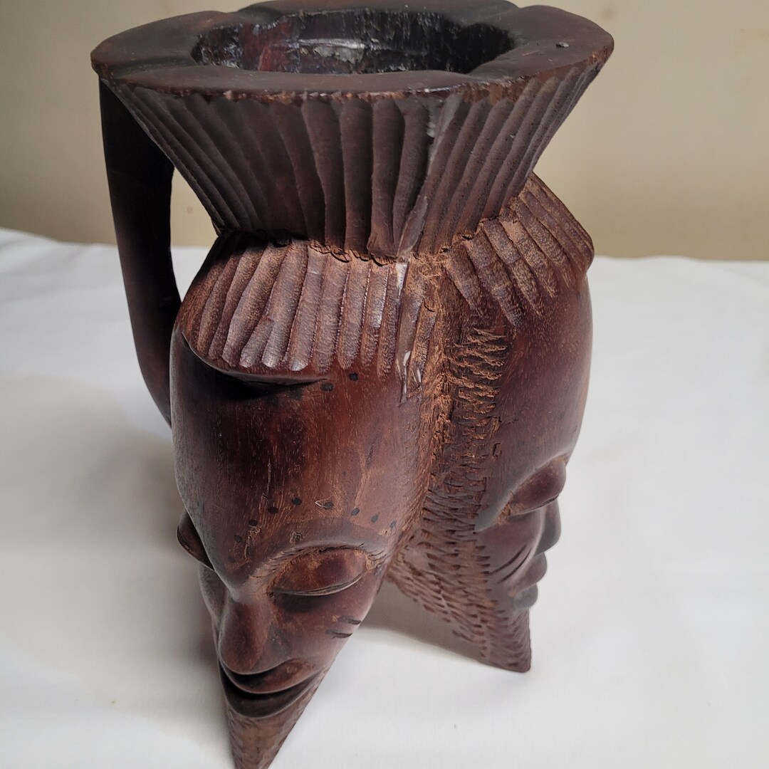 Vintage African Ashtray 1960s Hand Carved in Africa Etsy
