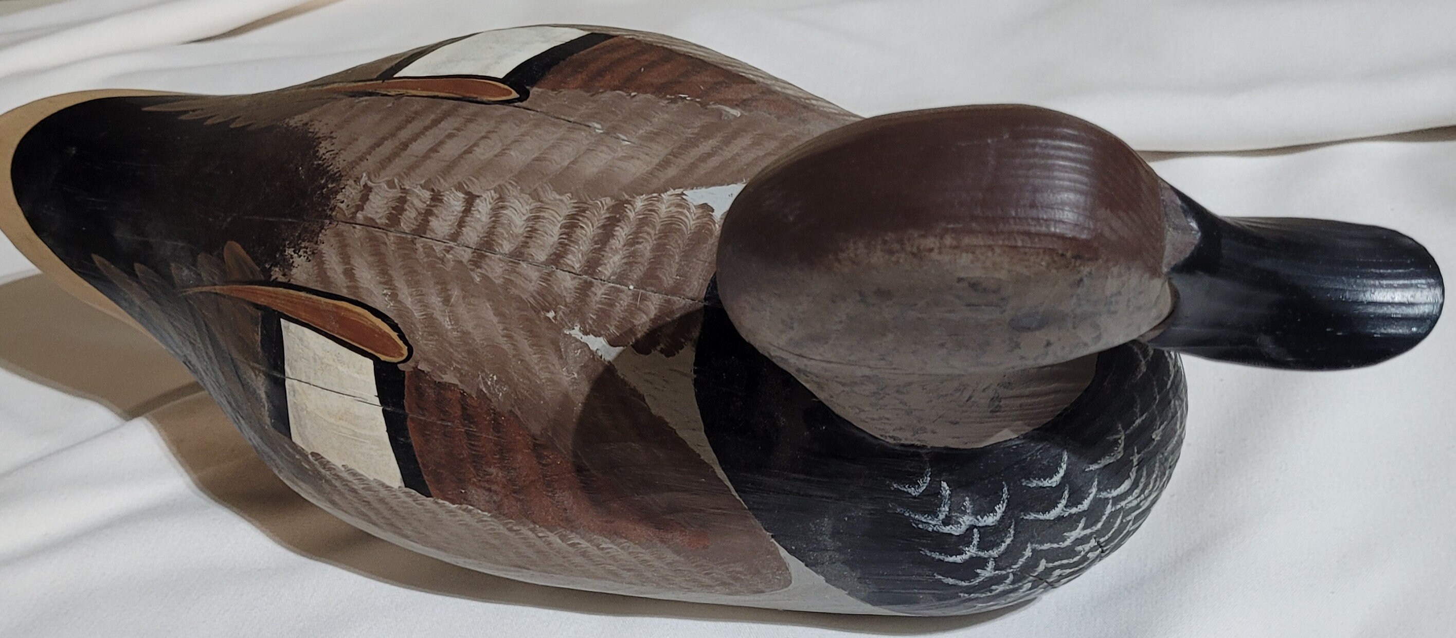 Ducks Unlimited Hand Carved & Hand Painted Duck Decoy Signed by Charles