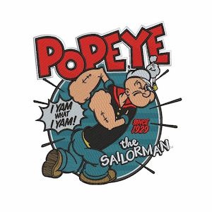 Popeye digital embroidery file (dst) for back logo