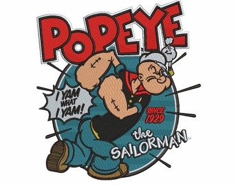 Popeye digital embroidery file (dst) for back logo