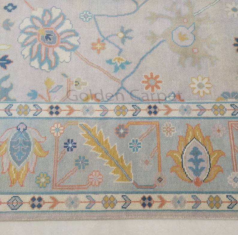 Oushak Rughand Knotted 8x10, 9x12, 10x14, Wool Traditional Blue and