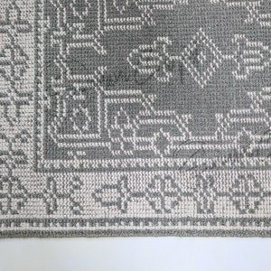 Hand-Knotted Turkish Oushak Wool Rug: Gray & White Accent, Large Area