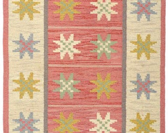 Nordic Style Rug, Warm Color Wool 3x5, Fringed Edge