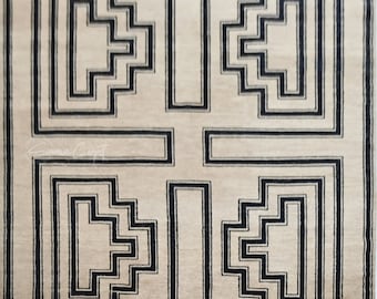 Modern Oushak Rug, Hand Knotted Wool, Muted Pastel