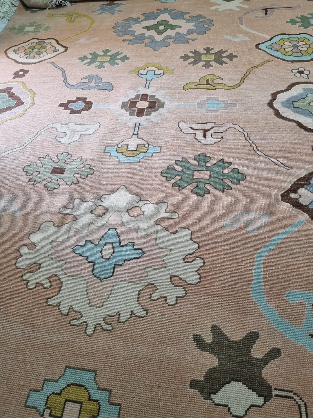 Nicolette Hand Knotted Oushak Rug Wool Area Rug Pestal Rug 5X8 6X9 8X10