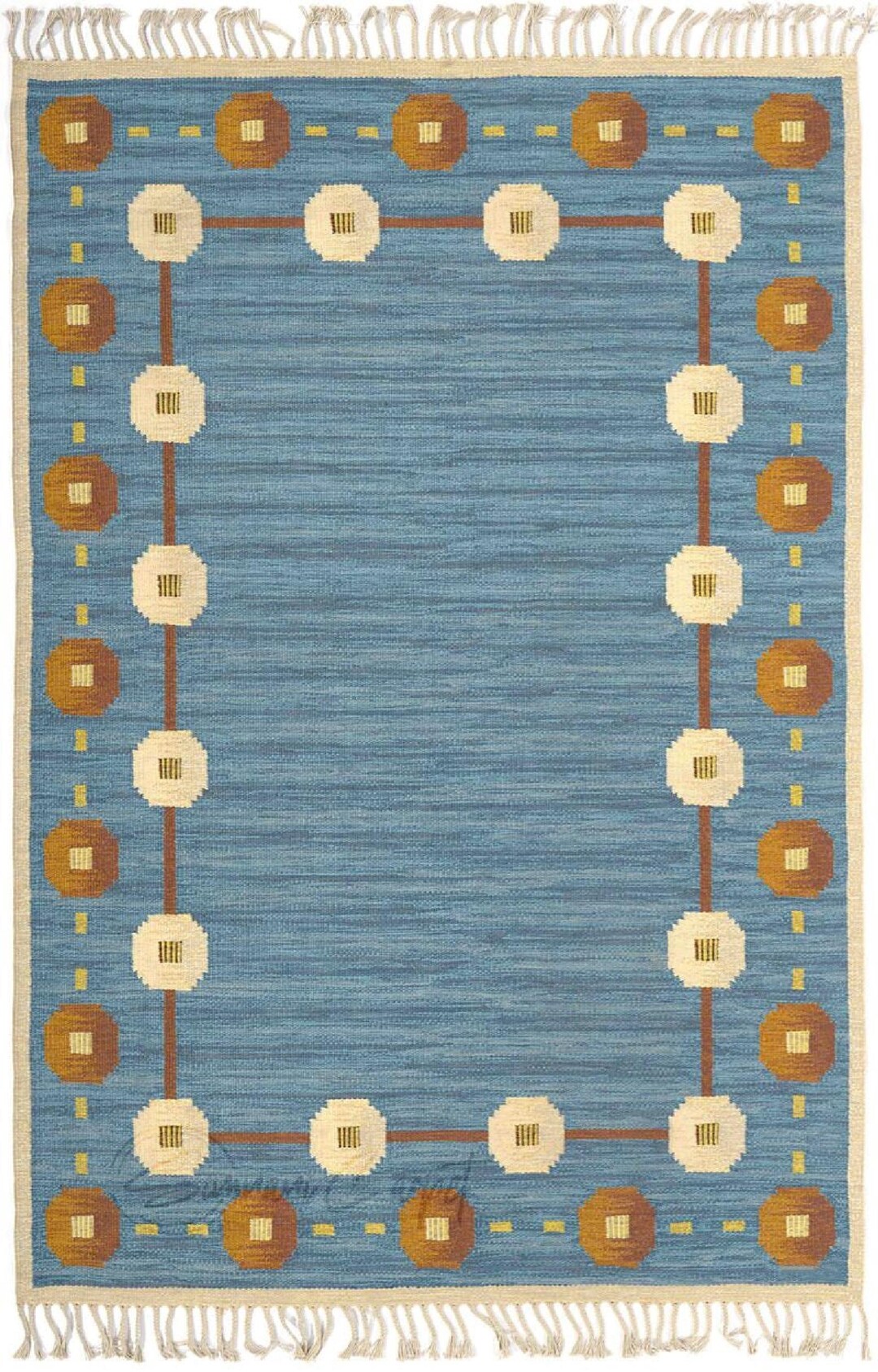 Light Blue Rug Flatweave Rug Swedish Style 8x10 Wool Etsy