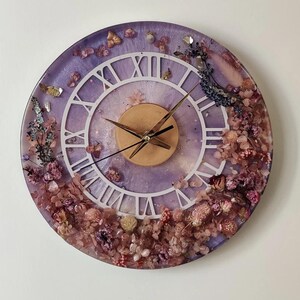 Relógio de resina para parede Original Secas Lindas flores Decoração de quarto única, Relógio de parede Floral Quarto Arte de parede, Presente perfeito para alguém especial