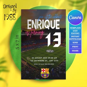 Faire-part Barcelone, bricolage personnalisé, invitations à une fête d'enfants, à modifier avec Canva, personnalisation amusante et facile, parfait pour toute célébration