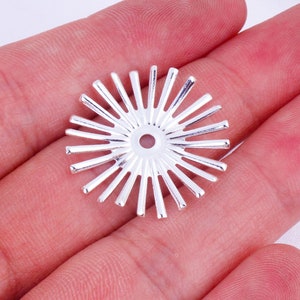 6Pcs Silver Plated Brass Sunburst Earring Charms, Pendant for Earring Making, Statement Deco Dangles, Silver Jewelry Earring Supplies,FQ0249