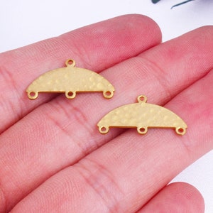 10Pcs Textured Brass Earring Making Connectors, Earring Accessories With Holes, Semicircle Dangle Earrings, Jewelry Earring Supplies, FQ0326